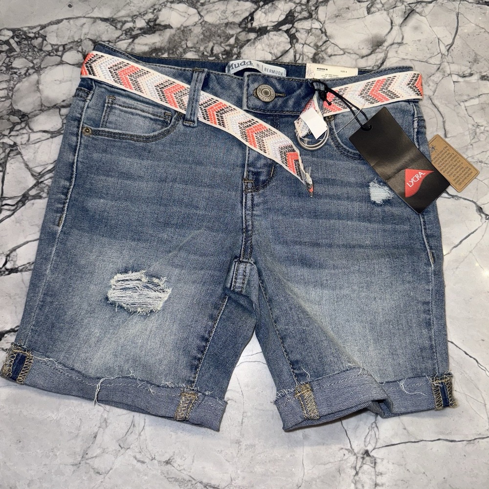 Mudd Girls Size 8 Bermuda Denim Shorts NEW